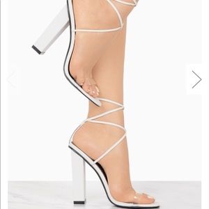 White Perspex Lace up Block Heels!!!!!